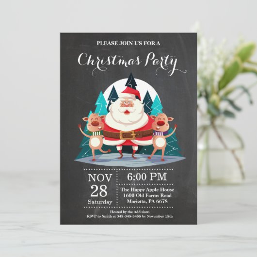 クリスマスホリディパーティの招待状サンタクロース 招待状 (スタンド正面)