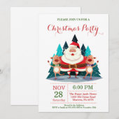 クリスマスホリディパーティの招待状サンタクロース 招待状 (正面/裏面)
