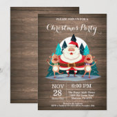 クリスマスホリディパーティの招待状サンタクロース 招待状 (正面/裏面)