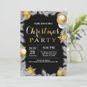 クリスマスホリディパーティの招待状ブラック&金ゴールド 招待状 (スタンド正面)