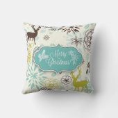 クリスマスホリディピロー – ヴィンテージブルーディアー クッション (裏面)