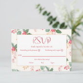 クリスマスホリデーうれしそうなヴィンテージフローラ 出欠カード (スタンド正面)