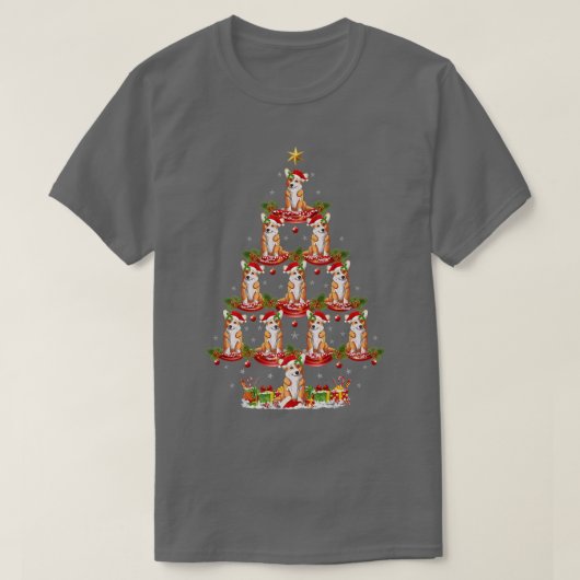 クリスマスホリデーおもしろいサンタコルギドッグクリスマスツリー1 Tシャツ (デザイン正面)