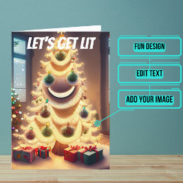 クリスマスホリデーおもしろいツリーを点灯 カード