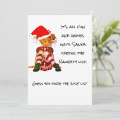 クリスマスホリデーおもしろい引用文小妖精や小人パーティー 招待状 (スタンド正面)