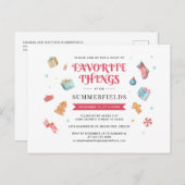 クリスマスホリデーお気に入りのツギフトスワップパーティー インビテーションポストカード (正面/裏面)