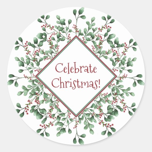 クリスマスホリデーお祝い- ラウンドシール (正面)
