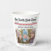 クリスマスホリデーかわいい写真お洒落新聞 紙コップ (裏面)