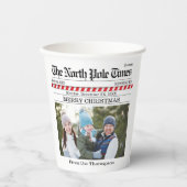クリスマスホリデーかわいい写真お洒落新聞 紙コップ (正面)