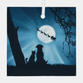 クリスマスホリデーかわいい犬と猫サンタ ガラスオーナメント (裏面)