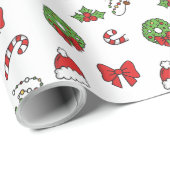 クリスマスホリデーかわいい装飾サンタ帽 ラッピングペーパー (ロールコーナー)