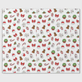 クリスマスホリデーかわいい装飾サンタ帽 ラッピングペーパー (フラット)