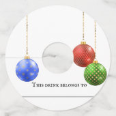 クリスマスホリデーかわいらしオーナメント ワイングラスタグ (正面)