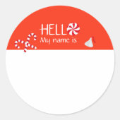 クリスマスホリデーこんにちは名前タグバッジ ラウンドシール (正面)