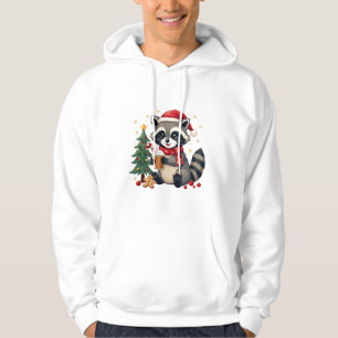 クリスマスホリデーにサンタハットを着たアライグマ パーカ