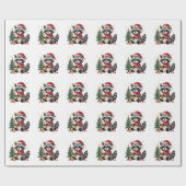 クリスマスホリデーにサンタハットを着たアライグマ ラッピングペーパー (フラット)