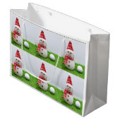 クリスマスホリデーに雪だるま付きゴルフボール ラージペーパーバッグ (正面アングル)