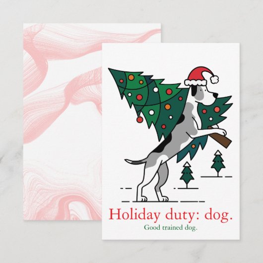 クリスマスホリデーのお仕事: 犬 グレートデーンVer. ノートカード (正面/裏面)