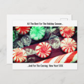 クリスマスホリデーのお祭り気分を盛り上げるキャンディーケーンやハードキャンディー シーズンポストカード (正面/裏面)