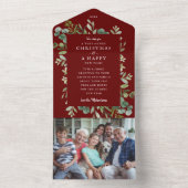 クリスマスホリデーのグリーティング涙の遠くに写真 オールインワン招待状 (内側)