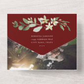 クリスマスホリデーのグリーティング涙の遠くに写真 オールインワン招待状 (裏面)