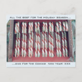 クリスマスホリデーのペッパーミントキャンディーケーン シーズンポストカード (正面)