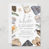 クリスマスホリデーのホワイトエレファントパーティー 招待状 (正面)