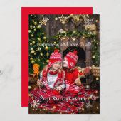 クリスマスホリデーの家族写真 シーズンカード (正面/裏面)