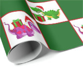 クリスマスホリデーの恐竜のパターンパーティーラップ ラッピングペーパー (ロールコーナー)