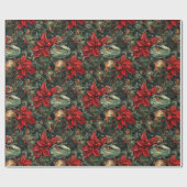 クリスマスホリデーの恐竜のパターン ラッピングペーパー (フラット)