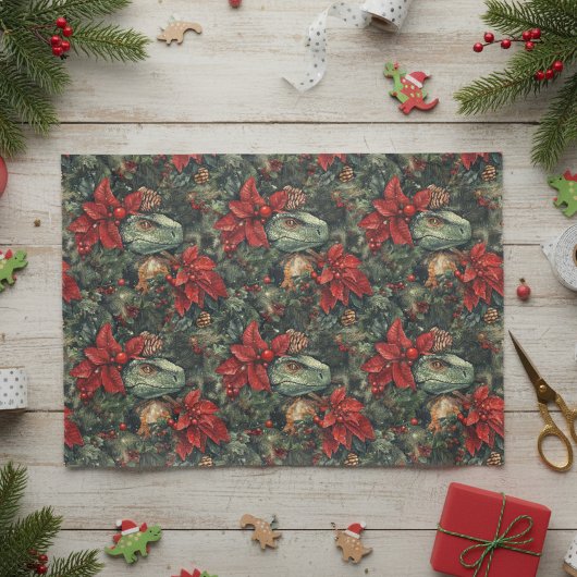 クリスマスホリデーの恐竜のパターン 薄葉紙