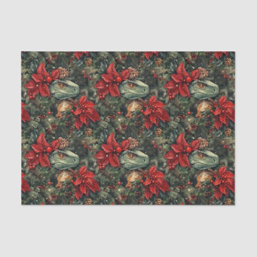クリスマスホリデーの恐竜のパターン 薄葉紙 (正面)