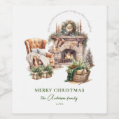 クリスマスホリデーの水の色のギフトパーソナライズされた ワインラベル (シングルラベル)