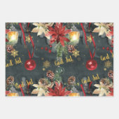 クリスマスホリデーの豪華な挨拶の編集 ラッピングペーパーシート (正面3)