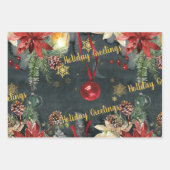 クリスマスホリデーの豪華な挨拶の編集 ラッピングペーパーシート (正面)