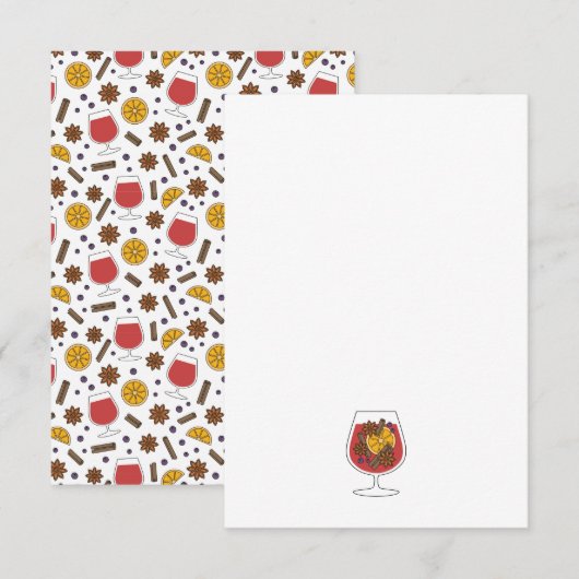 クリスマスホリデーの赤いスパイスワイン ノートカード (正面/裏面)