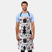 クリスマスホリデーアイコンクリスマスツリーサンタハット エプロン (着用した状態)