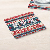 クリスマスホリデーアグイデスセーターパーティー スクエアペーパーコースター (アングル)