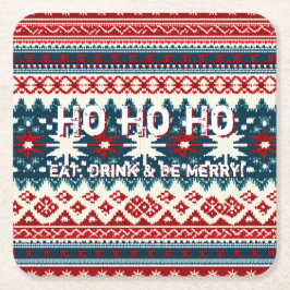 クリスマスホリデーアグイデスセーターパーティー スクエアペーパーコースター