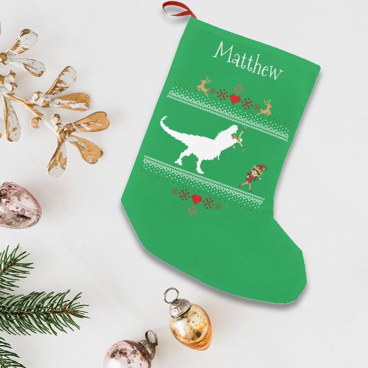 クリスマスホリデーアグリーなセーターTレックス小妖精や小人 おもしろい スモールクリスマスストッキング