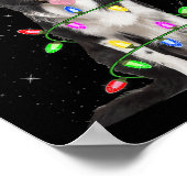 クリスマスホリデーイルミネーションサンタボーダーコリー犬の装飾 ポスター (角)