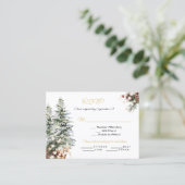 クリスマスホリデーウィンターウェディングRSVPメニューの選択 名刺 (スタンド正面)