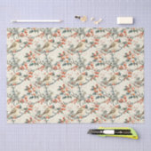 クリスマスホリデーウィンターバーズホリーヴィンテージ 薄葉紙 (クラフト)