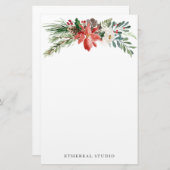 クリスマスホリデーウィンターフローラスティショナル紙 便箋 (正面/裏面)