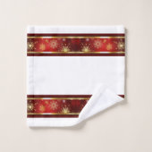 クリスマスホリデーウィンターレッドと金ゴールド雪 バスタオルセット (ウォッシュタオル)