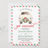 クリスマスホリデーウィンターレッドグリーントラベル結婚ズ 招待状 (正面)