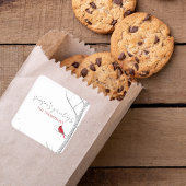 クリスマスホリデーウィンター樺の木ツリーレッド(鳥)ショウジョウコウカンチョウ スクエアシール