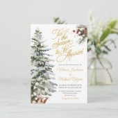 クリスマスホリデーウォーターカラーウィンターウェディング 招待状 (スタンド正面)