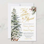 クリスマスホリデーウォーターカラーウィンターウェディング 招待状 (正面)