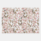 クリスマスホリデーウォーターカラーウッドランド動物 ラッピングペーパーシート (正面2)